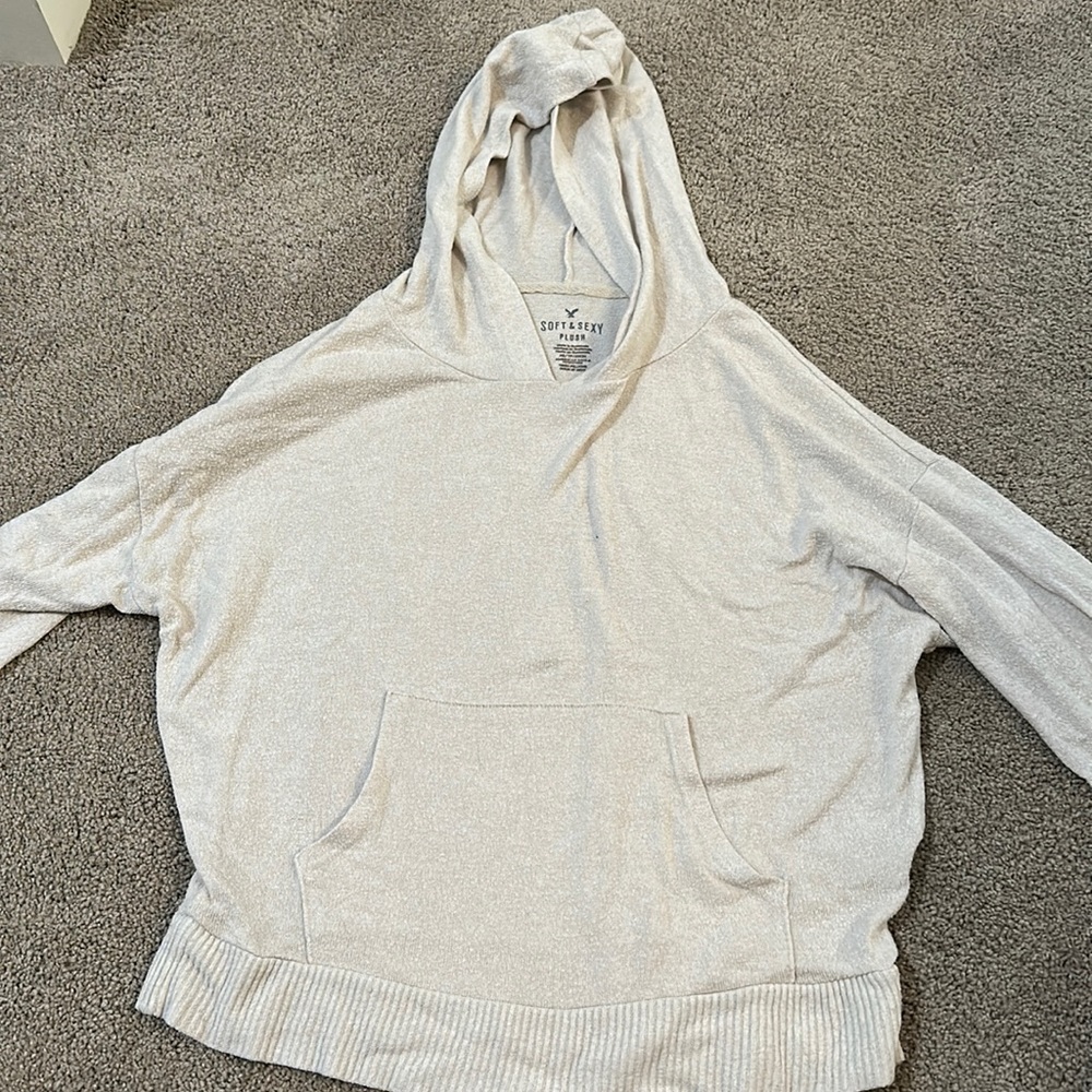 American Eagle beige cropped sweatshirt xs